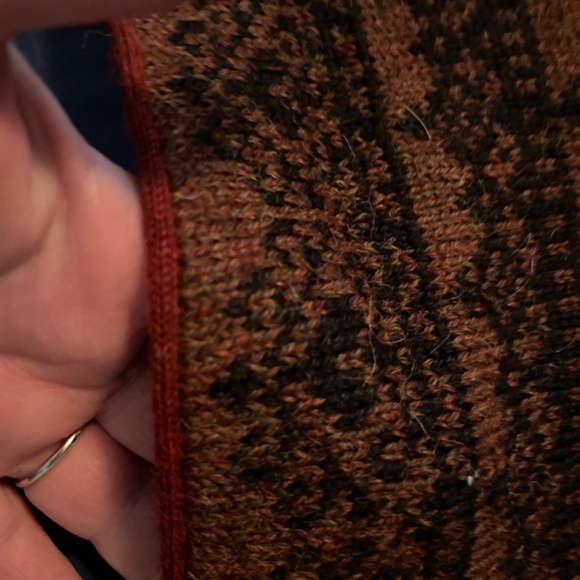 PERUVIAN CONNECTION BLACK, BROWN RUANA CAPE WITH RED ACCENTS AND EMBROIDERY - Picture 8 of 16